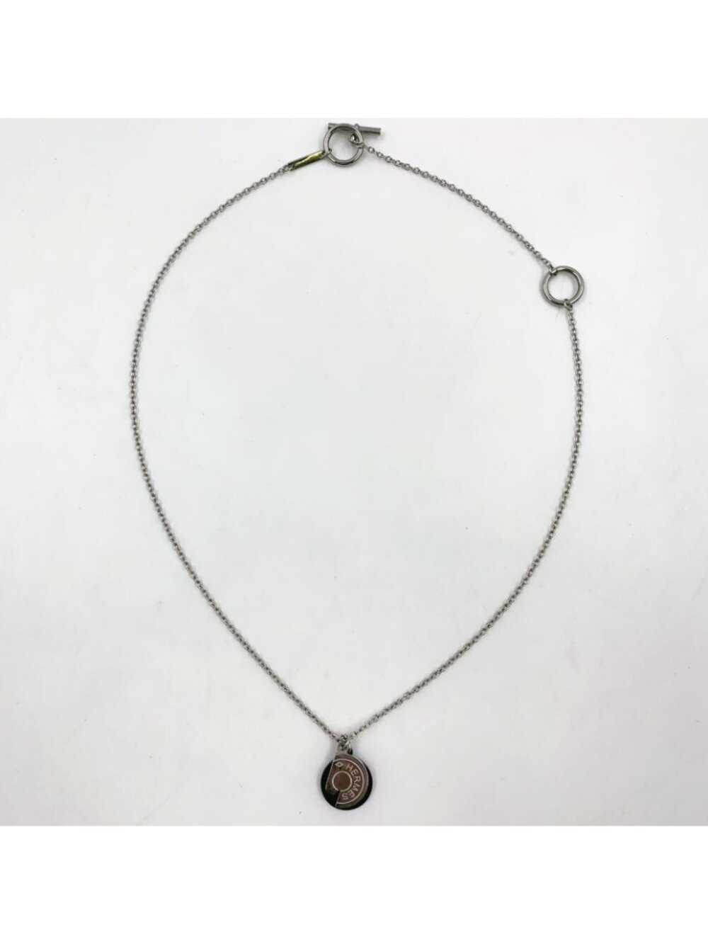 Hermes Cal Zel Buffalo Horn Metal Lacquer Silver Black Necklace - Picture 3 of 11